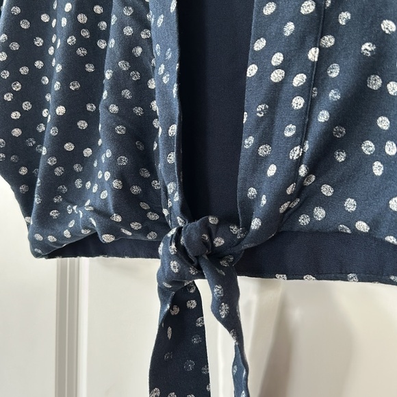ROXY Vacation Vibes KimonoTie-Front Polka Dot Navy Blue Small - Picture 5 of 11